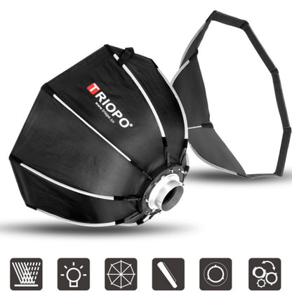 TRIOPO K2-90 90cm Speedlite Flash Octagon Parabolic Softbox Bowens Mount Diffuser (Black) - Camera Accessories by TRIOPO | Online Shopping UK | buy2fix