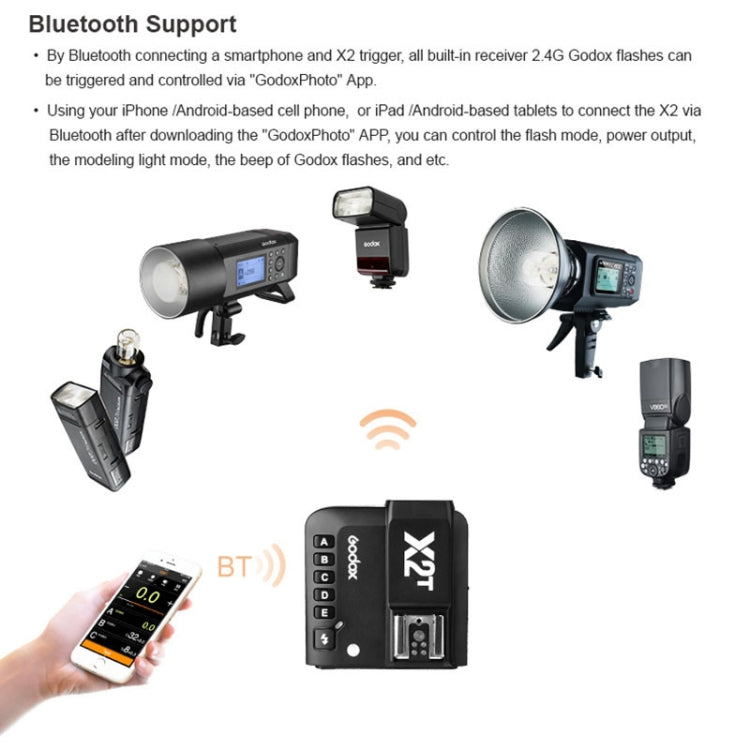 Godox X2T-O E-TTL II Bluetooth Wireless Flash Trigger for Panasonic / Olympus (Black) - Camera Accessories by Godox | Online Shopping UK | buy2fix