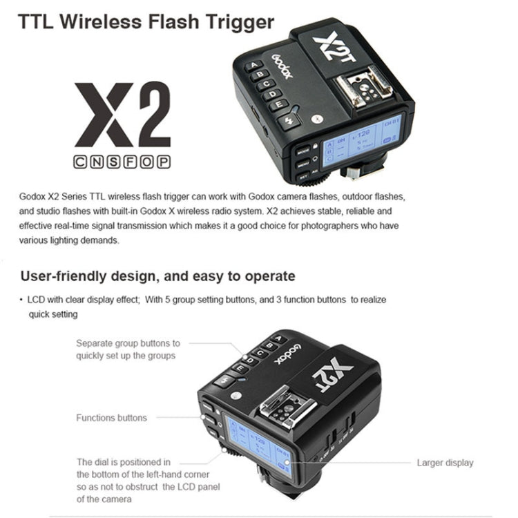 Godox X2T-P E-TTL II Bluetooth Wireless Flash Trigger for Pentax (Black) - Camera Accessories by Godox | Online Shopping UK | buy2fix