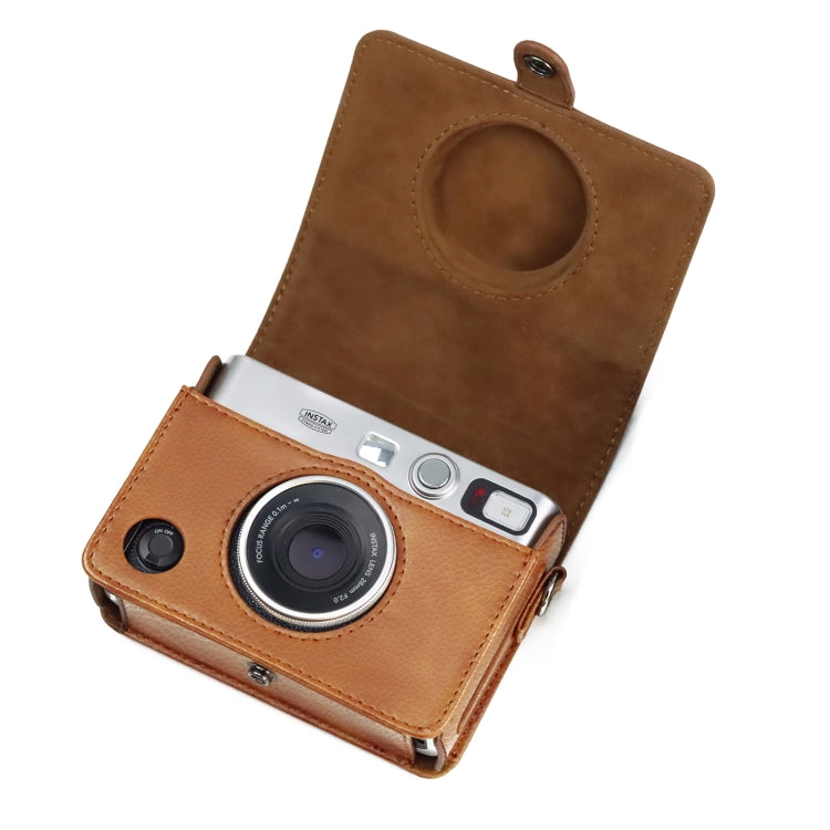 Retro Full Body Camera PU Leather Case Bag with Strap for FUJIFILM instax mini Evo(Brown) - Camera Accessories by buy2fix | Online Shopping UK | buy2fix