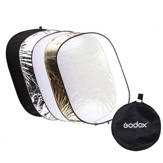 Godox FT05-1 100 x 150cm 5-in-1 Silver / Soft / Gold / White / Black Oval Folding Reflector Board - Camera Accessories by Godox | Online Shopping UK | buy2fix