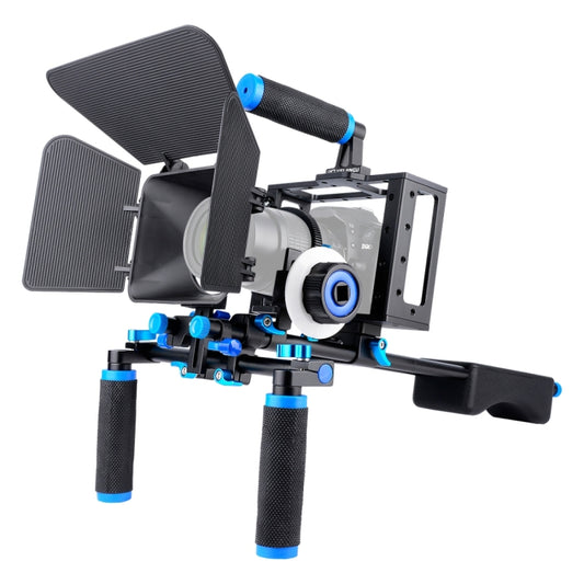 YELANGU D222 Dual Handles Camera Shoulder Mount + Camera Cage Stabilizer Kit with Matte Box + Follow Focus for DSLR Camera / Video Camera - Camera Accessories by YELANGU | Online Shopping UK | buy2fix