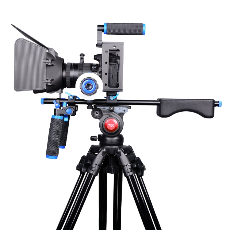 YELANGU D222 Dual Handles Camera Shoulder Mount + Camera Cage Stabilizer Kit with Matte Box + Follow Focus for DSLR Camera / Video Camera - Camera Accessories by YELANGU | Online Shopping UK | buy2fix