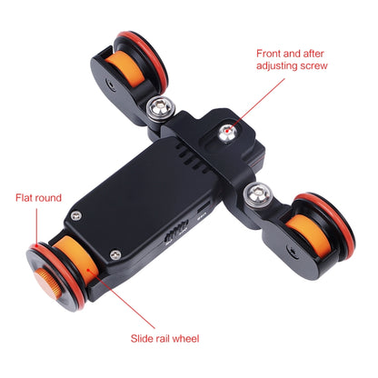 YELANGU L4X Camera Wheel Dolly II Electric Track Slider 3-Wheel Video Pulley Rolling Dolly Car with Remote Control for DSLR / Home DV Cameras, GoPro, Smartphones, Load: 3kg - Camera Accessories by YELANGU | Online Shopping UK | buy2fix