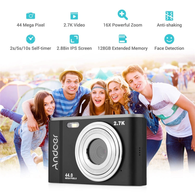 DC302 2.88 inch 44MP 16X Zoom 2.7K Full HD Digital Camera Children Card Camera, US Plug(Purple) - Consumer Electronics by buy2fix | Online Shopping UK | buy2fix