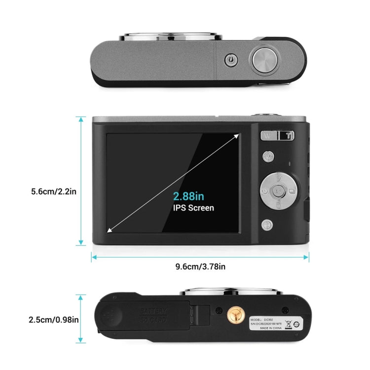 DC302 2.88 inch 44MP 16X Zoom 2.7K Full HD Digital Camera Children Card Camera, EU Plug (Black) - Consumer Electronics by buy2fix | Online Shopping UK | buy2fix