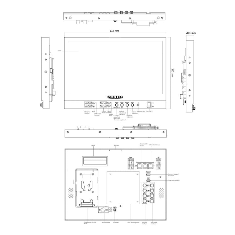 SEETEC ATEM156S 15.6 inch 3G-SDI HDMI Full HD 1920x1080P Multi-camera Broadcast Monitor(US Plug) - On-camera Monitors by SEETEC | Online Shopping UK | buy2fix