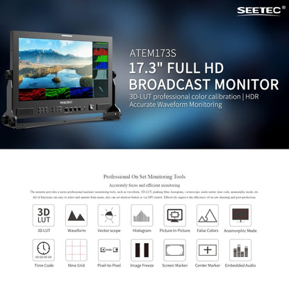 SEETEC ATEM173S 17.3 inch 3G-SDI HDMI Full HD 1920x1080 Multi-camera Broadcast Monitor(UK Plug) - On-camera Monitors by SEETEC | Online Shopping UK | buy2fix