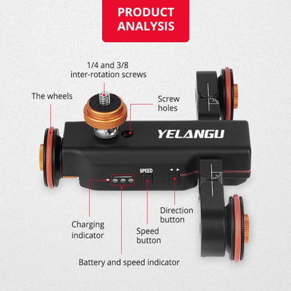YELANGU L4X Camera Wheel Dolly + PC142 Phone Clamp with Remote, Load: 3kg - Camera Accessories by YELANGU | Online Shopping UK | buy2fix