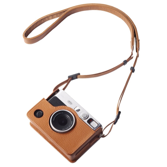 For FUJIFILM instax mini Evo Full Body Camera Genuine Leather Case Bag with Strap(Brown) - Camera Accessories by buy2fix | Online Shopping UK | buy2fix