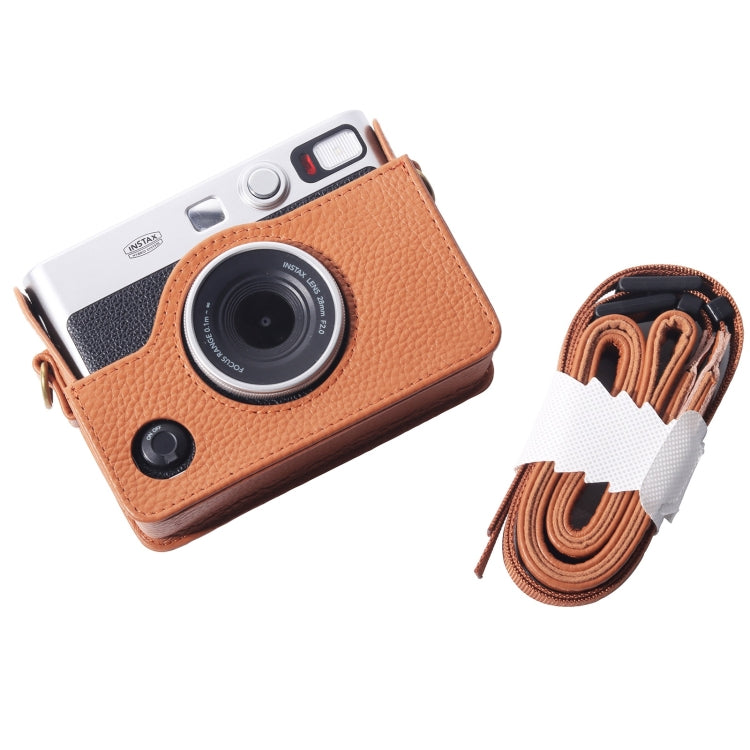 For FUJIFILM instax mini Evo Full Body Camera Genuine Leather Case Bag with Strap(Brown) - Camera Accessories by buy2fix | Online Shopping UK | buy2fix