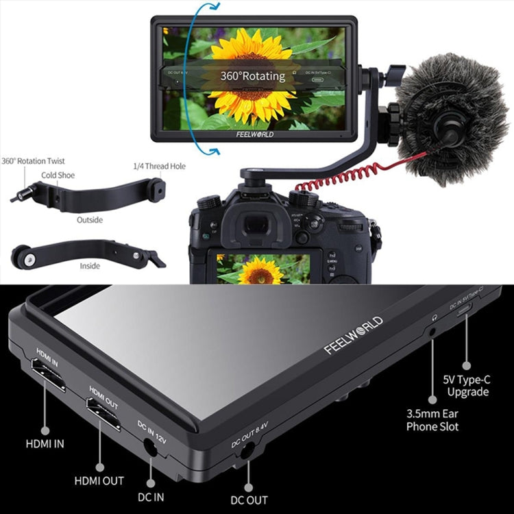 FEELWORLD FW568 V3 6 inch 3D LUT DSLR Camera Field Monitor, IPS Full HD 1920 x 1152,  Support HDMI Input Output Tilt Arm - Camera Accessories by FEELWORLD | Online Shopping UK | buy2fix