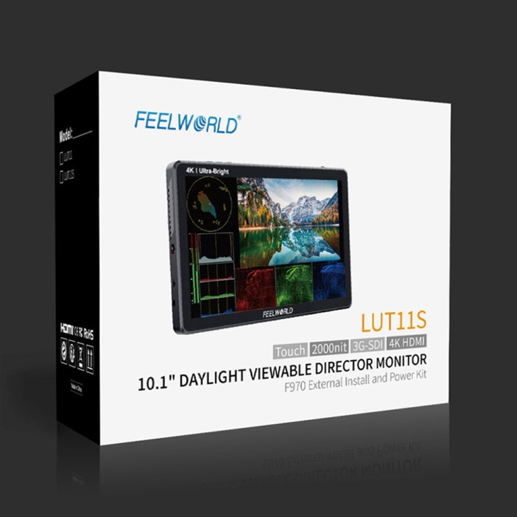FEELWORLD LUT11S 10.1 inch Ultra High Bright 2000nit Touch Screen DSLR Camera Field Monitor, 3G-SDI 4K HDMI Input Output 1920 x 1200 IPS Panel(UK Plug) - Camera Accessories by FEELWORLD | Online Shopping UK | buy2fix