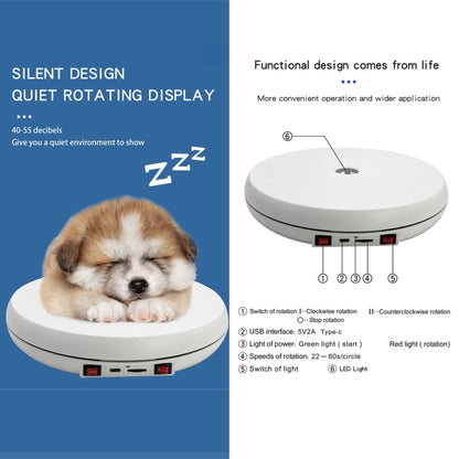 25cm LED Light Electric Rotating Display Stand Turntable (White) - Camera Accessories by buy2fix | Online Shopping UK | buy2fix