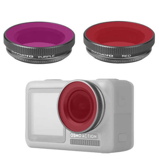 2 in 1 Sunnylife OA-FI180 Lens Red + Purple Diving Filter for DJI OSMO ACTION - DJI & GoPro Accessories by Sunnylife | Online Shopping UK | buy2fix