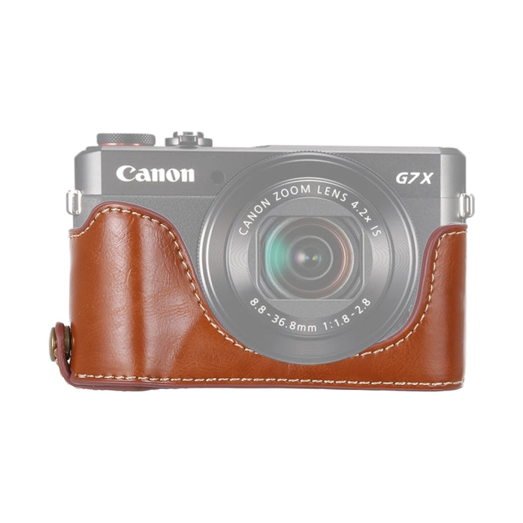 1/4 inch Thread PU Leather Camera Half Case Base for Canon G7 X Mark II (Brown) - Camera Accessories by buy2fix | Online Shopping UK | buy2fix