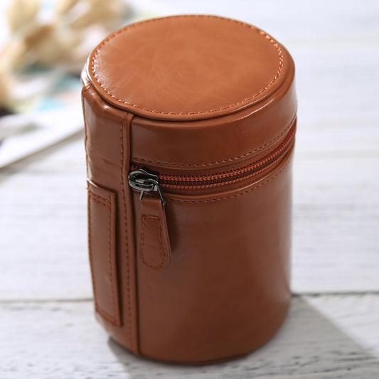 Medium Lens Case Zippered PU Leather Pouch Box for DSLR Camera Lens, Size: 13x9x9cm(Brown) - Camera Accessories by buy2fix | Online Shopping UK | buy2fix