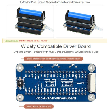 Waveshare 7.5 inch 800x480 pixel Black White E-Paper E-Ink Display Module for Raspberry Pi Pico, SPI Interface - Modules Expansions Accessories by WAVESHARE | Online Shopping UK | buy2fix