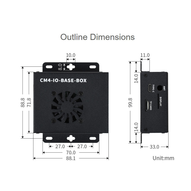 Waveshare Mini IO Board Full Ver Mini-Computer Base Box with Metal Case & Cooling Fan for Raspberry Pi CM4(EU Plug) - Mini PC Accessories by WAVESHARE | Online Shopping UK | buy2fix