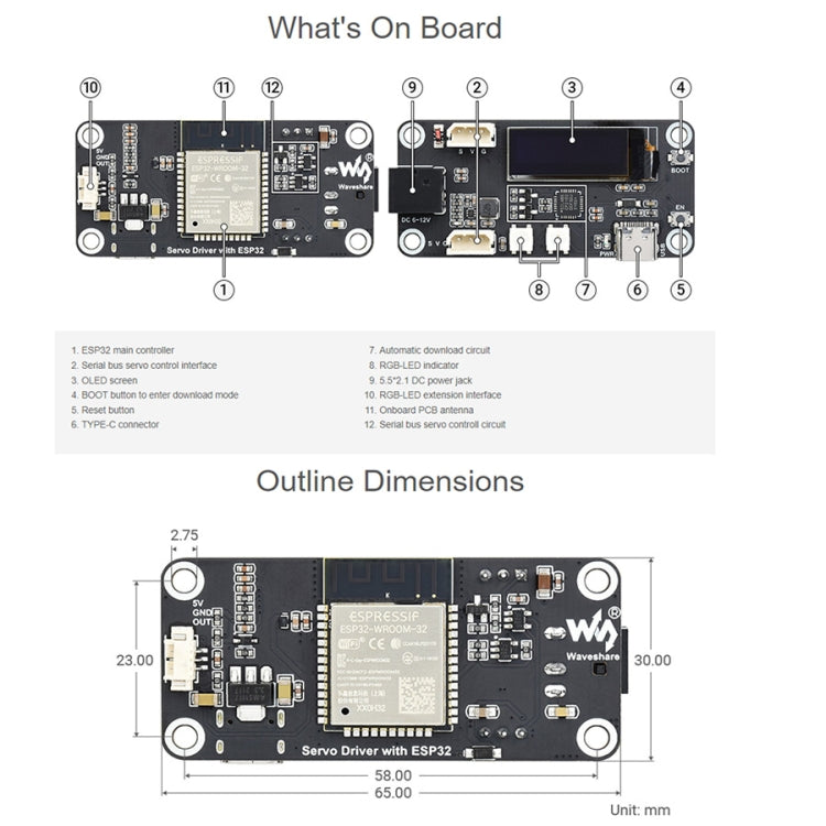 Waveshare ESP32 Servo Driver Expansion Board, Built-In WiFi and BT - Modules Expansions Accessories by WAVESHARE | Online Shopping UK | buy2fix