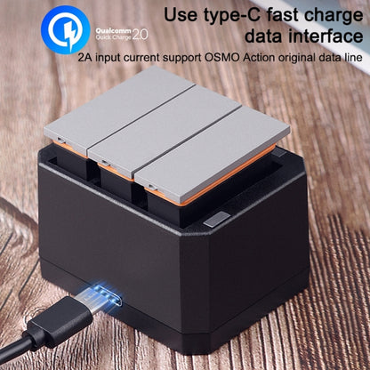 USB Triple Batteries Charger with LED Indicator Light for DJI OSMO Action(Black) - DJI & GoPro Accessories by buy2fix | Online Shopping UK | buy2fix