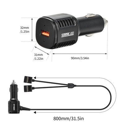 For DJI Mavic Mini 3 Pro STARTRC 2 in 1 Battery and Remote Control Charging Car Charger(Black) - DJI & GoPro Accessories by buy2fix | Online Shopping UK | buy2fix