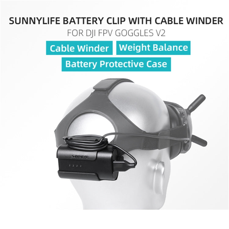 Sunnylife Battery Clip Holder Cable Management Winder Protective Case for DJI FPV Goggles V2(Black) - DJI & GoPro Accessories by Sunnylife | Online Shopping UK | buy2fix