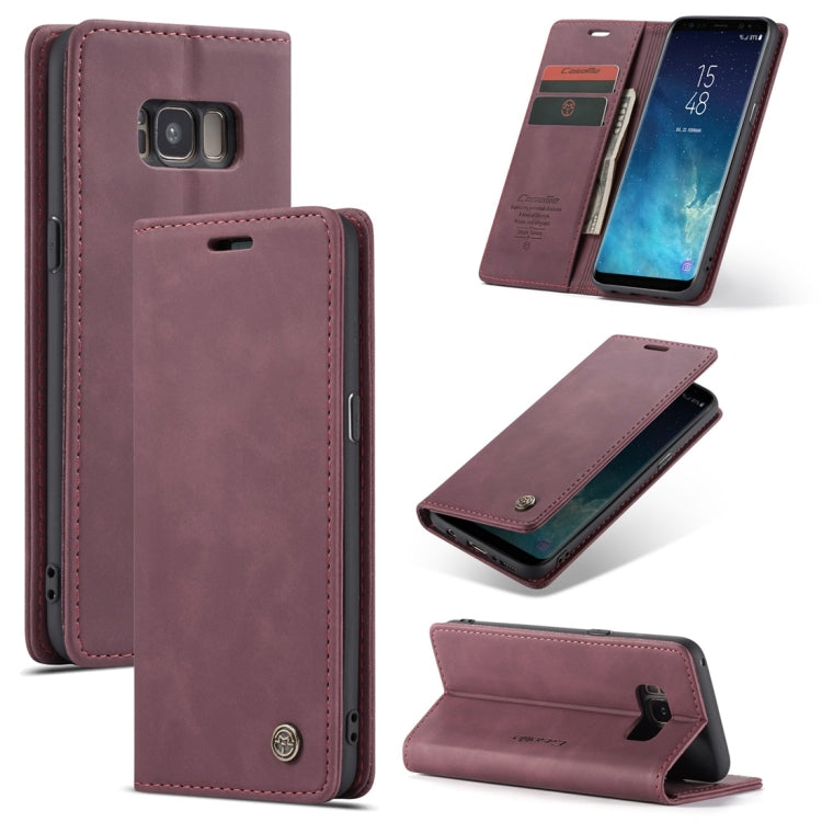 CaseMe-013 Multifunctional Retro Frosted Horizontal Flip Leather Case with Card Slot & Holder & Wallet for Galaxy S8(Wine Red) - Galaxy Phone Cases by CaseMe | Online Shopping UK | buy2fix