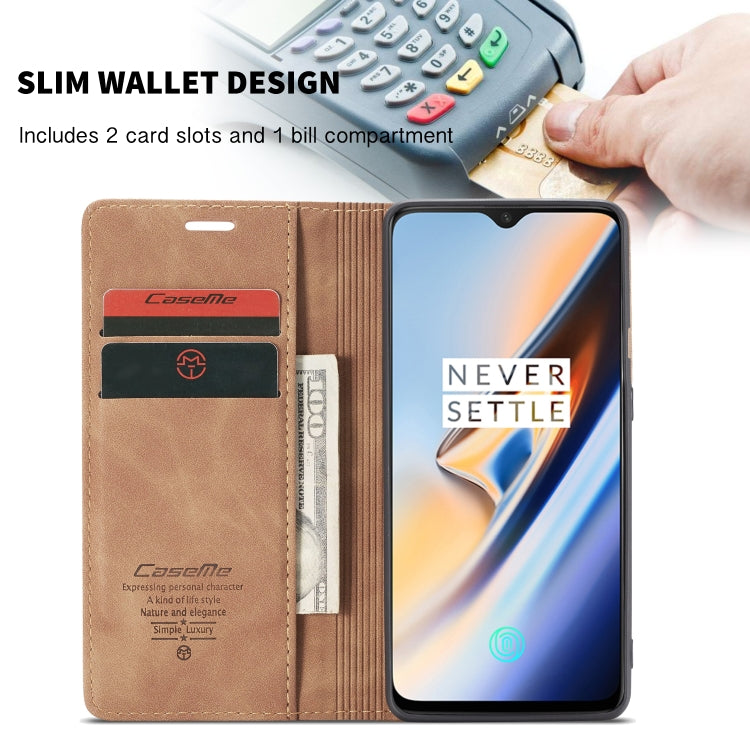 CaseMe-013 Multi-functional Retro Frosted Horizontal Flip Leather Case with Card Slot & Holder & Wallet For OnePlus 7(Brown) - OnePlus Cases by CaseMe | Online Shopping UK | buy2fix