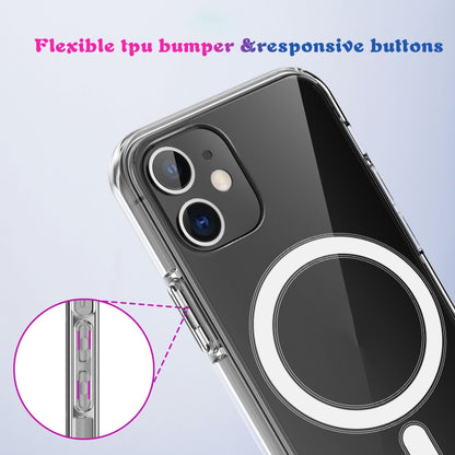 For iPhone 11 Magsafe Case Simple Magnetic Ring All-inclusive Clear Crystal Acrylic PC +TPU Shockproof Case (Transparent) - Apple Accessories by buy2fix | Online Shopping UK | buy2fix