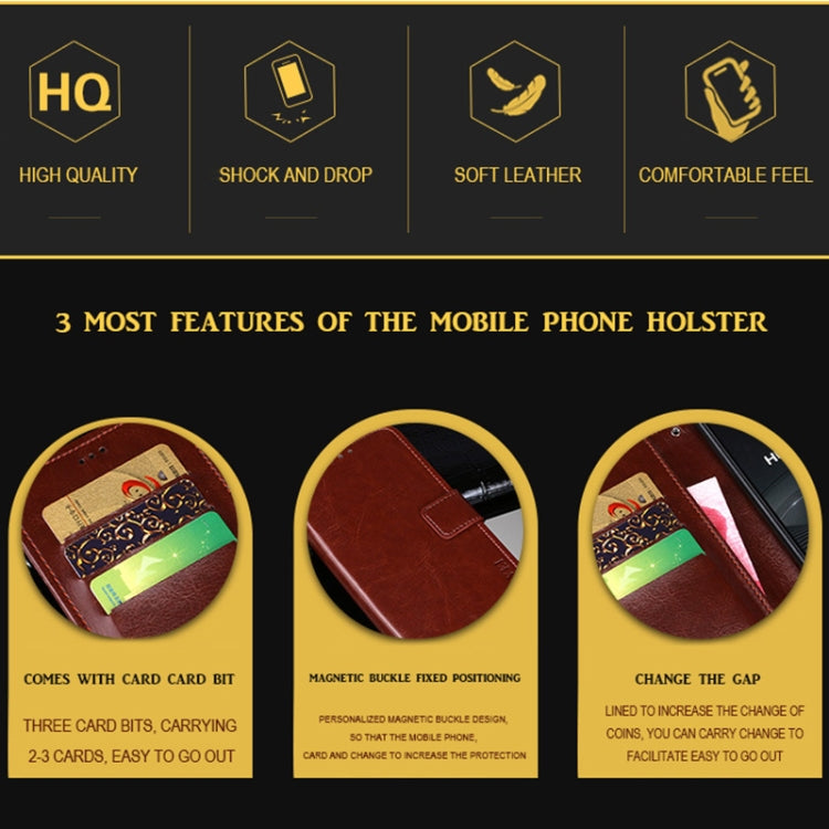 For ZTE Blade V2020 Smart idewei Crazy Horse Texture Horizontal Flip Leather Case with Holder & Card Slots & Wallet(Brown) - ZTE Cases by idewei | Online Shopping UK | buy2fix