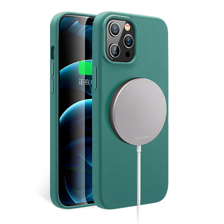For iPhone 12 Pro Max WK WPC-005 iDeal Series Magnetic Liquid Silicone Full Coverage Shockproof Magsafe Case with Magsafe Charging Magnet(Green) - iPhone 12 Pro Max Cases by WK | Online Shopping UK | buy2fix