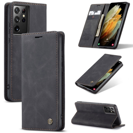 For Samsung Galaxy S21 Ultra 5G CaseMe 013 Multifunctional Horizontal Flip Leather Case with Holder & Card Slot & Wallet(Black) - Samsung Accessories by CaseMe | Online Shopping UK | buy2fix