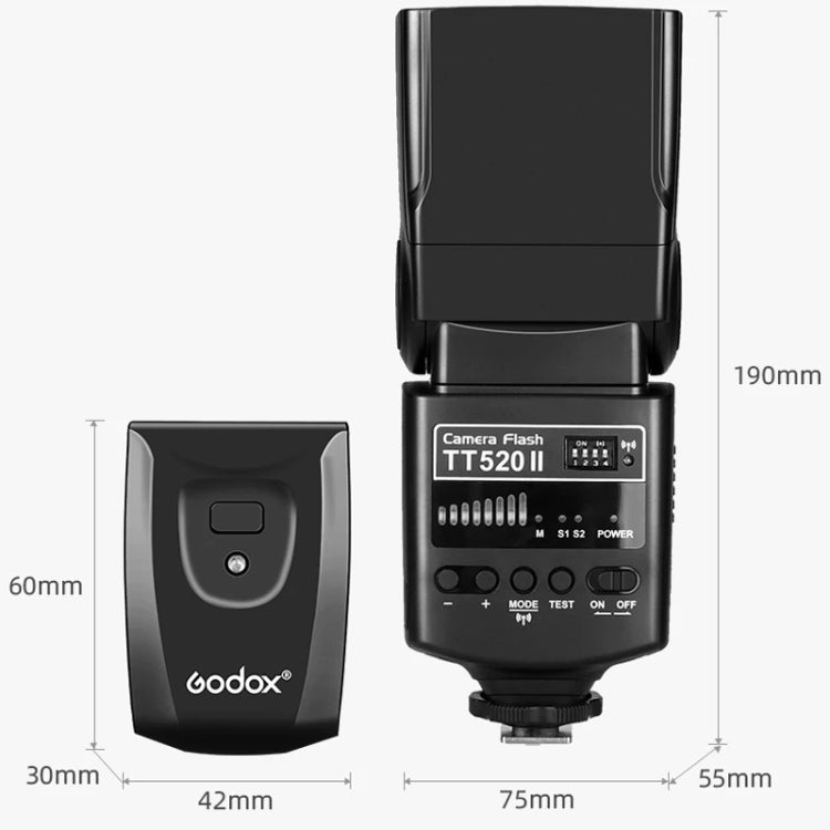 Godox TT520II 433MHZ Wireless 1/300s-1/2000s HSS Flash Speedlite Camera Top Fill Light for Canon / Nikon DSLR Cameras(Black) - Camera Accessories by Godox | Online Shopping UK | buy2fix