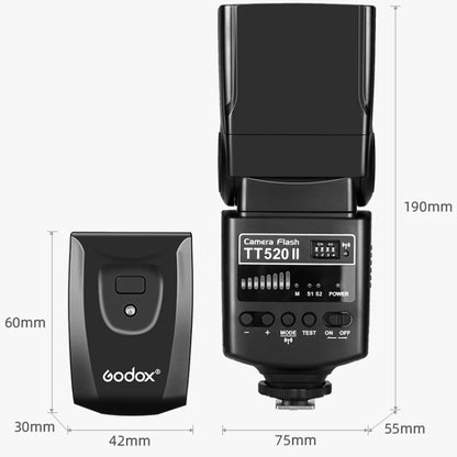 Godox TT520II 433MHZ Wireless 1/300s-1/2000s HSS Flash Speedlite Camera Top Fill Light for Canon / Nikon DSLR Cameras(Black) - Camera Accessories by Godox | Online Shopping UK | buy2fix