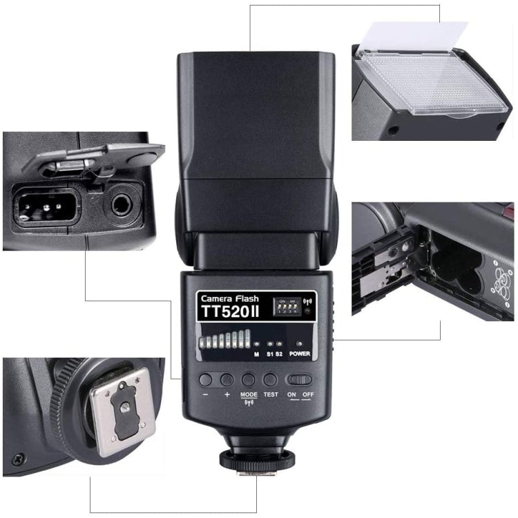 Godox TT520II 433MHZ Wireless 1/300s-1/2000s HSS Flash Speedlite Camera Top Fill Light for Canon / Nikon DSLR Cameras(Black) - Camera Accessories by Godox | Online Shopping UK | buy2fix