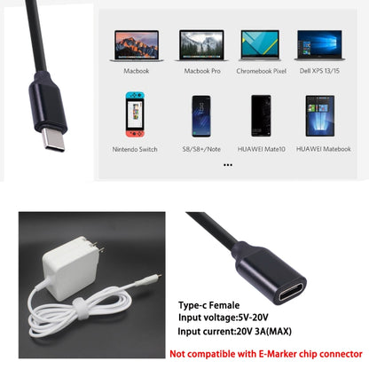 Type-C / USB-C Male to Female PD Power Extended Cable, Length:0.5m - Computer & Networking by buy2fix | Online Shopping UK | buy2fix