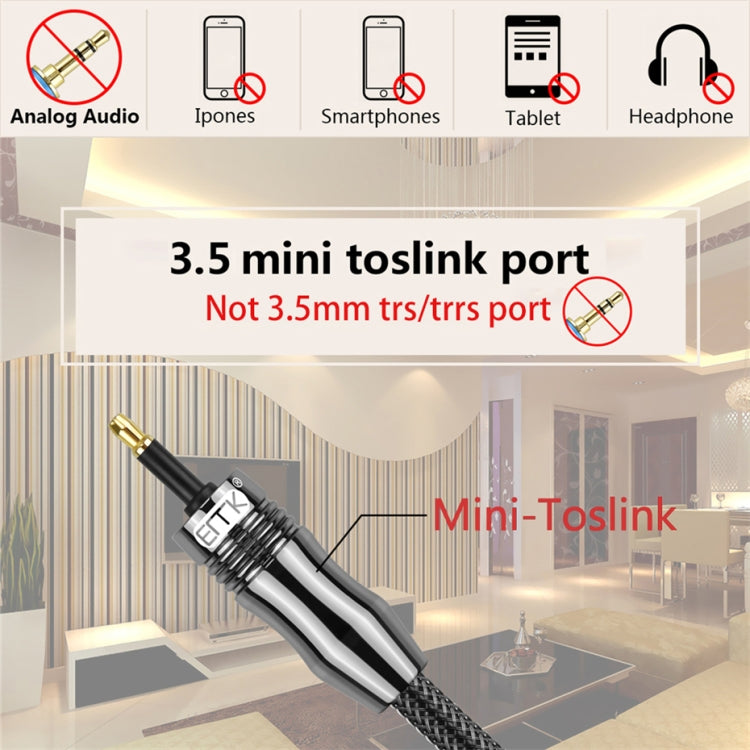 EMK OD6.0mm 3.5mm Digital Sound Toslink to Mini Toslink Digital Optical Audio Cable, Length:3m - Audio Optical Cables by EMK | Online Shopping UK | buy2fix