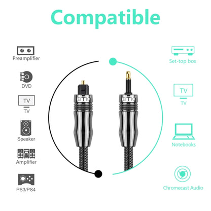 EMK OD6.0mm 3.5mm Digital Sound Toslink to Mini Toslink Digital Optical Audio Cable, Length:5m -  by EMK | Online Shopping UK | buy2fix