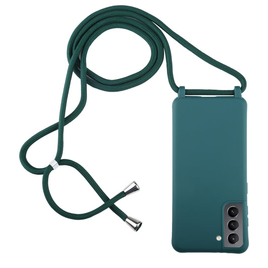 For Samsung Galaxy S21 5G Candy Colors TPU Protective Case with Lanyard(Dark Green) - Samsung Accessories by buy2fix | Online Shopping UK | buy2fix