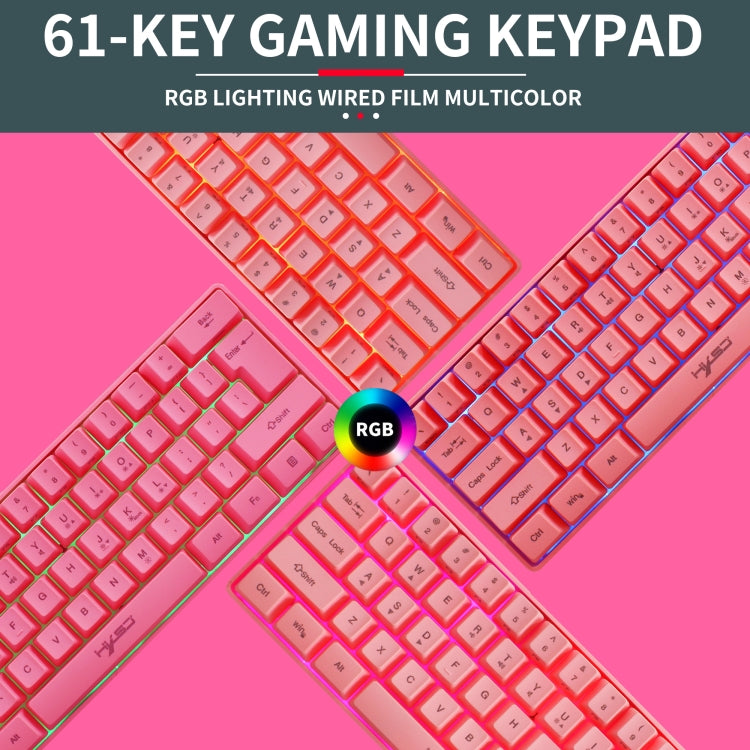 HXSJ V700 61 Keys RGB Lighting Gaming Wired Keyboard (Pink) - Wired Keyboard by HXSJ | Online Shopping UK | buy2fix