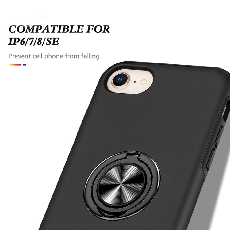 For iPhone SE 2022 / SE 2020 / 8 / 7 Magnetic Ring Kickstand Shockproof Phone Case(Black) - iPhone SE 2022 / 2020 / 8 / 7 Cases by buy2fix | Online Shopping UK | buy2fix