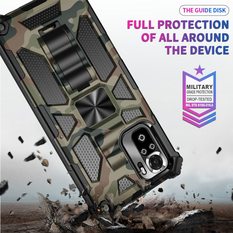 For Xiaomi Redmi Note 10 Pro Camouflage Armor Shockproof TPU + PC Magnetic Protective Case with Holder(Army Green) - Xiaomi Accessories by buy2fix | Online Shopping UK | buy2fix