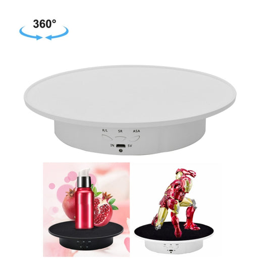 20cm USB Electric Rotating Turntable Display Stand Video Shooting Props Turntable for Photography, Load: 8kg(White Base White Velvet) - Camera Accessories by buy2fix | Online Shopping UK | buy2fix