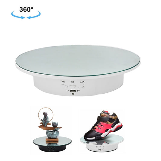 20cm USB Electric Rotating Turntable Display Stand Video Shooting Props Turntable for Photography, Load: 8kg(White Mirror) - Camera Accessories by buy2fix | Online Shopping UK | buy2fix