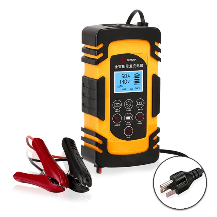 DEMUDA DC-80 Car Battery Charger 12V/24V Intelligent Pulse Repair Type Lead-acid Battery, Plug Type:US Plug(Yellow) - In Car by buy2fix | Online Shopping UK | buy2fix