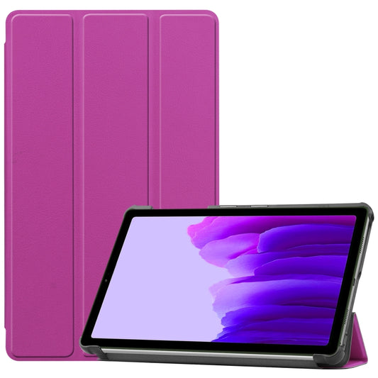 For Samsung Galaxy Tab A7 Lite T225 Custer Pattern Pure Color Horizontal Flip Leather Case with Three-folding Holder(Purple) - Samsung Accessories by buy2fix | Online Shopping UK | buy2fix