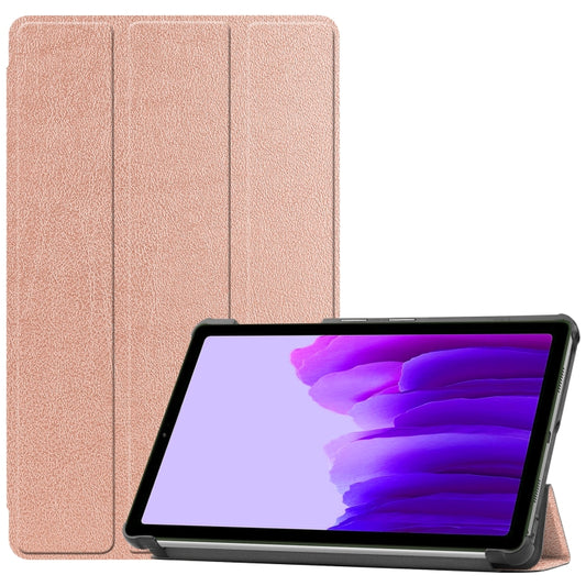 For Samsung Galaxy Tab A7 Lite T225 Custer Pattern Pure Color Horizontal Flip Leather Case with Three-folding Holder(Rose Gold) - Samsung Accessories by buy2fix | Online Shopping UK | buy2fix