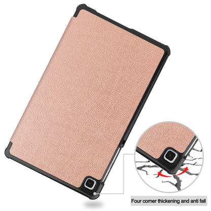 For Samsung Galaxy Tab A7 Lite T225 Custer Pattern Pure Color Horizontal Flip Leather Case with Three-folding Holder(Rose Gold) - Samsung Accessories by buy2fix | Online Shopping UK | buy2fix