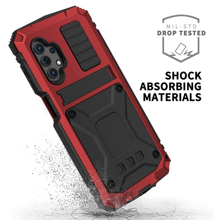 For Samsung Galaxy A32 5G / M32 5G R-JUST Waterproof Shockproof Dustproof Metal + Silicone Protective Case with Holder(Red) - Galaxy Phone Cases by R-JUST | Online Shopping UK | buy2fix